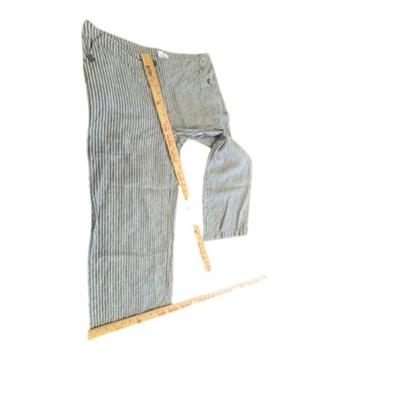 "CHICOS" 100% Linen Tan/White Striped Wide Leg Pants SZ L/14 (2.5) Summer Beachy - Picture 8 of 10
